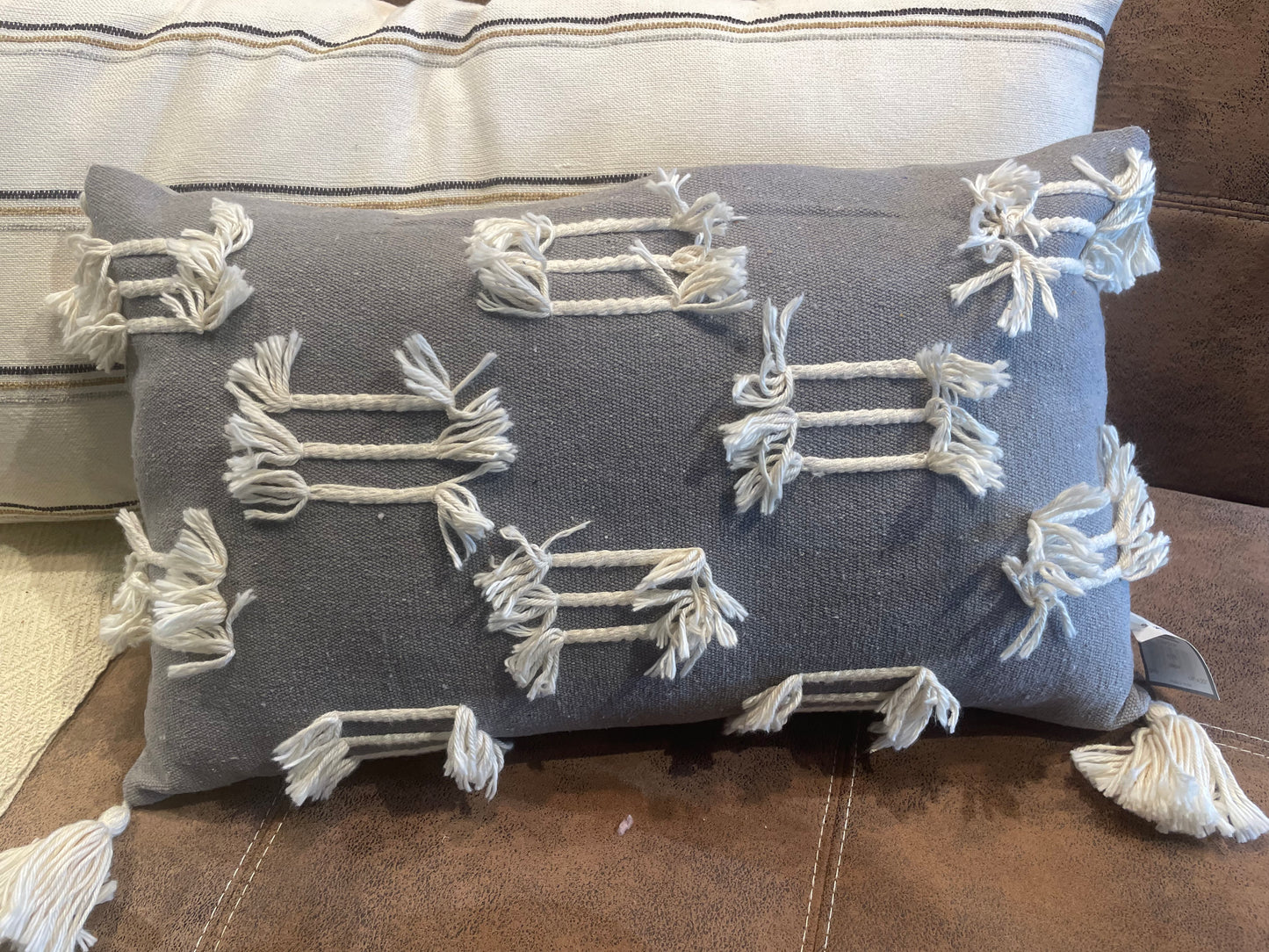 Tri-Lined Frayed Pillow