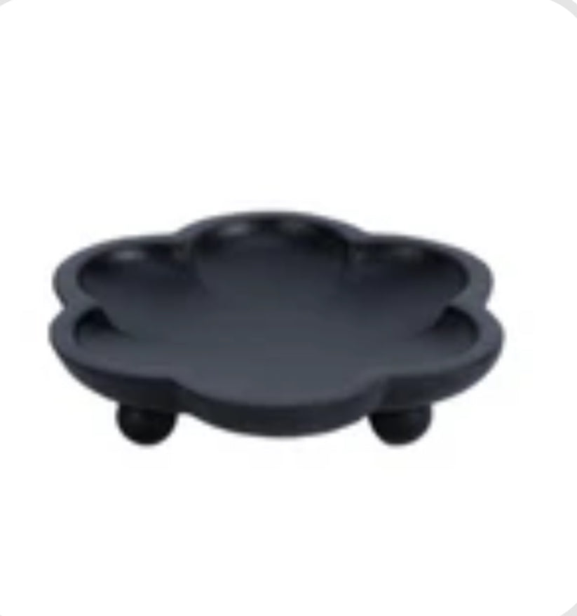 8” Black Wood Tray w/Feet