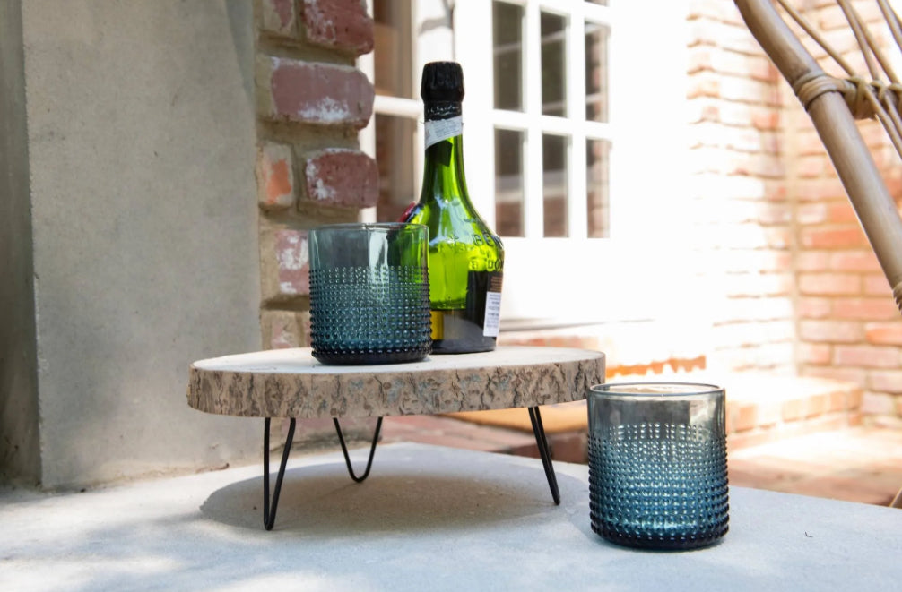 Paulownia Wood Pedestal w/ Metal Legs-LG