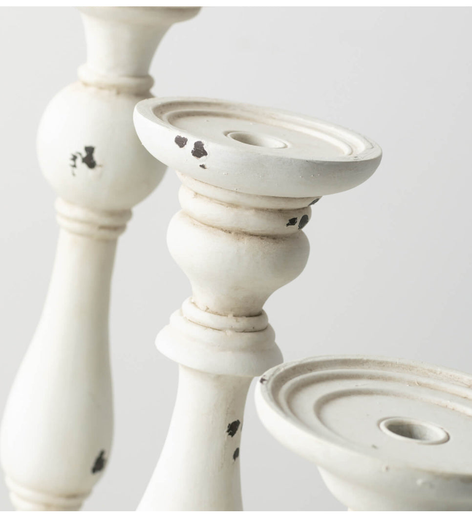 Distressed Cream Candleholder-sm