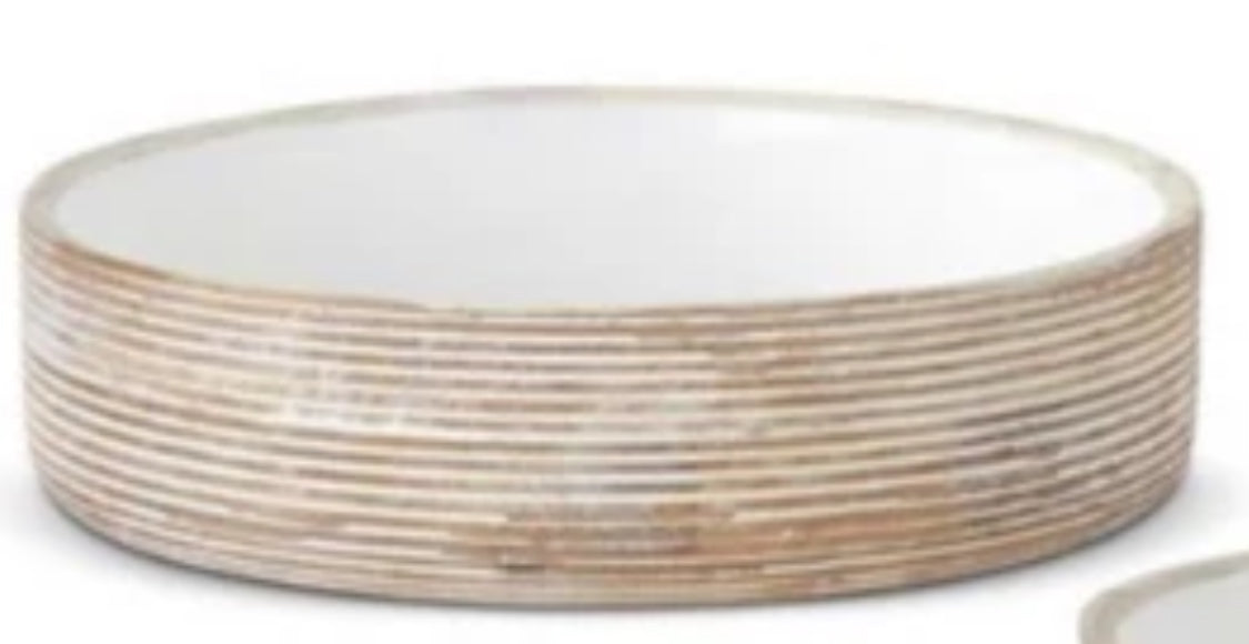 Ribbed Whitewashed Mango Wood Bowl