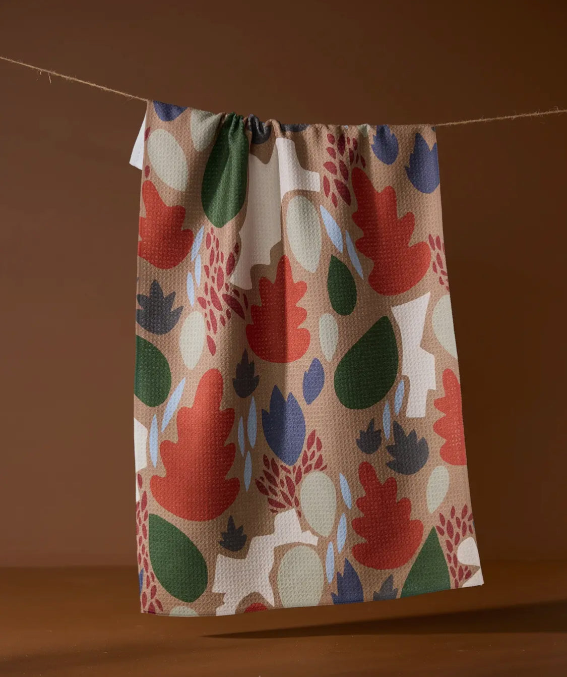 Cut Out Leaves Mocha Tea Towel