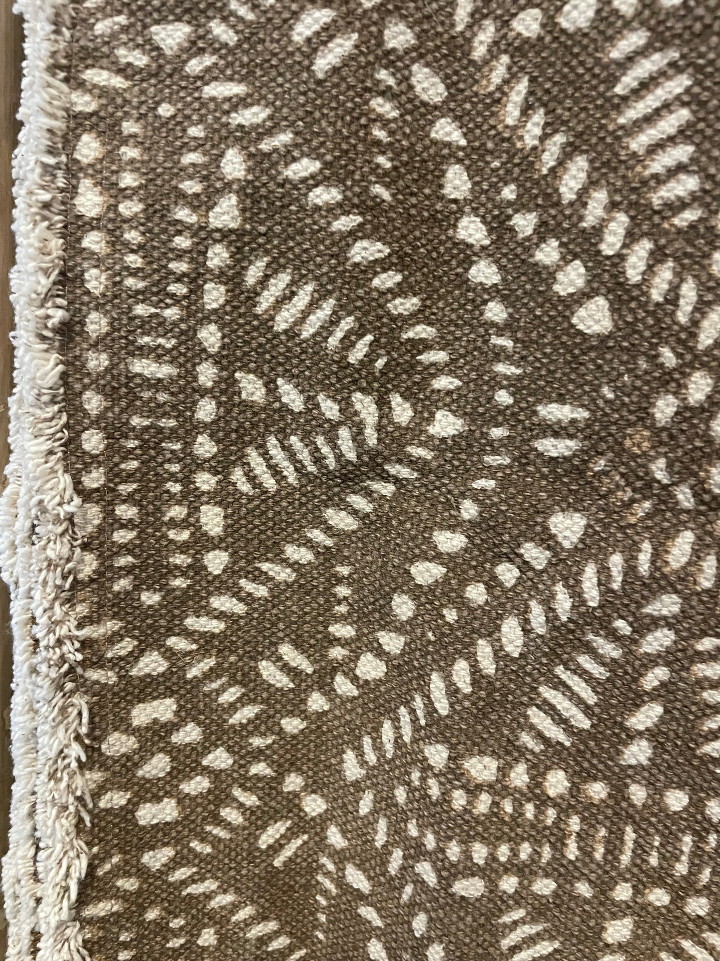 Cotton Printed Table Runner w/ Frayed Edges