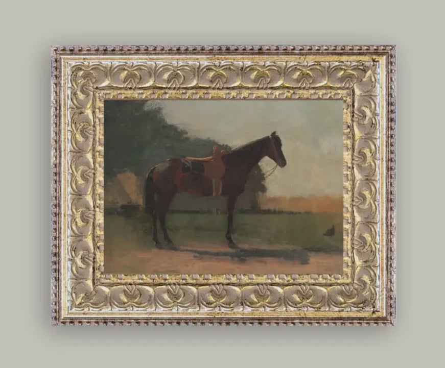 Saddled Horse Framed Antique Art