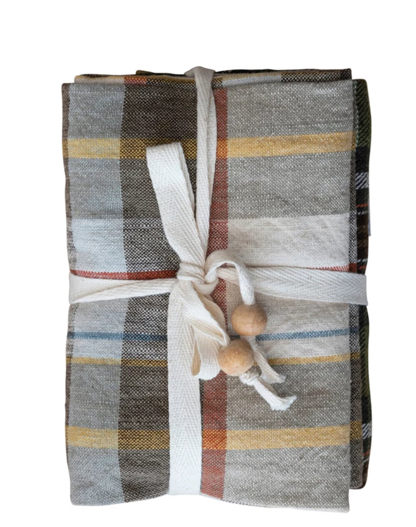 Cotton Tea Towels w/Wood Beads