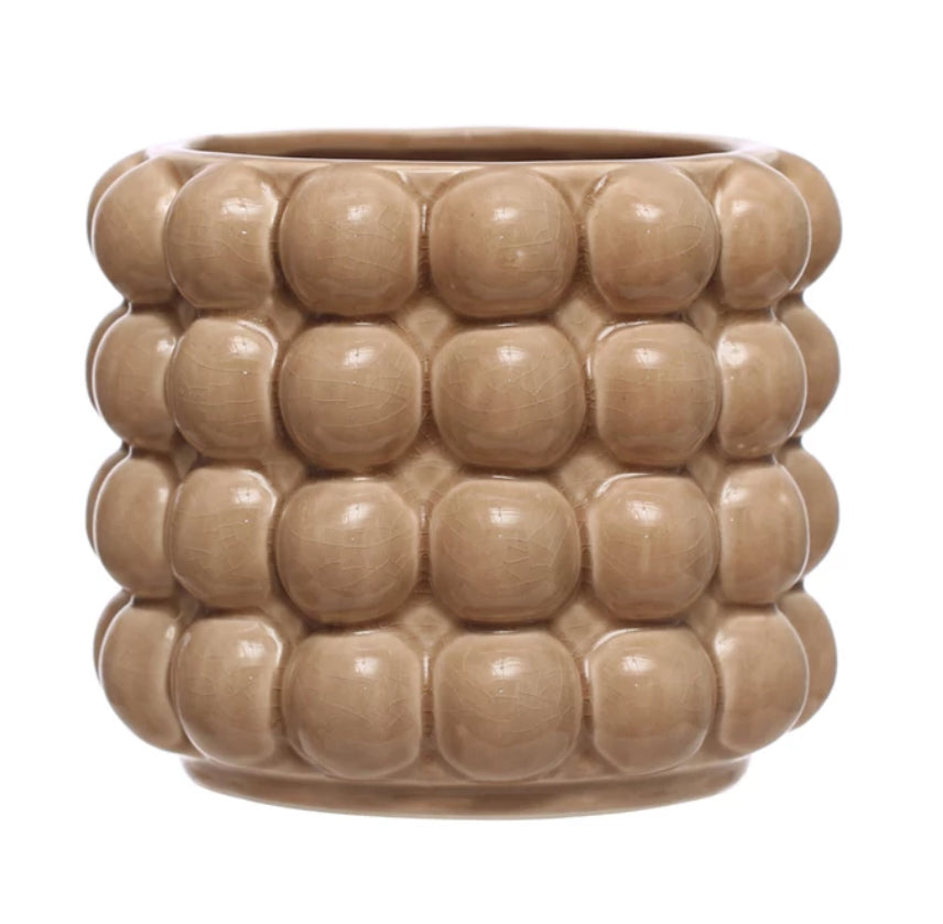 Stoneware Planter w/Raised Dots
