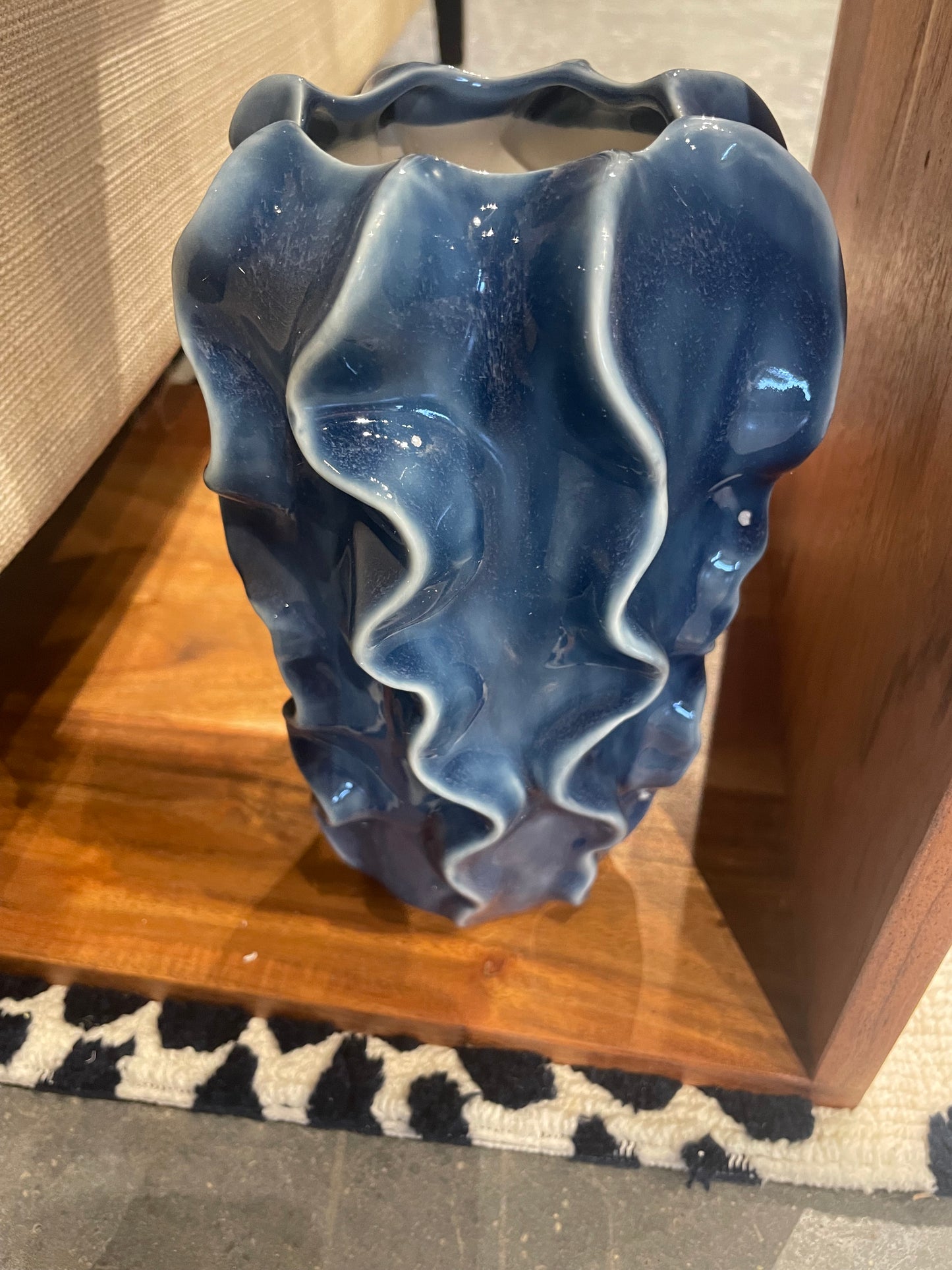 8.25” Navy Wavy Pottery