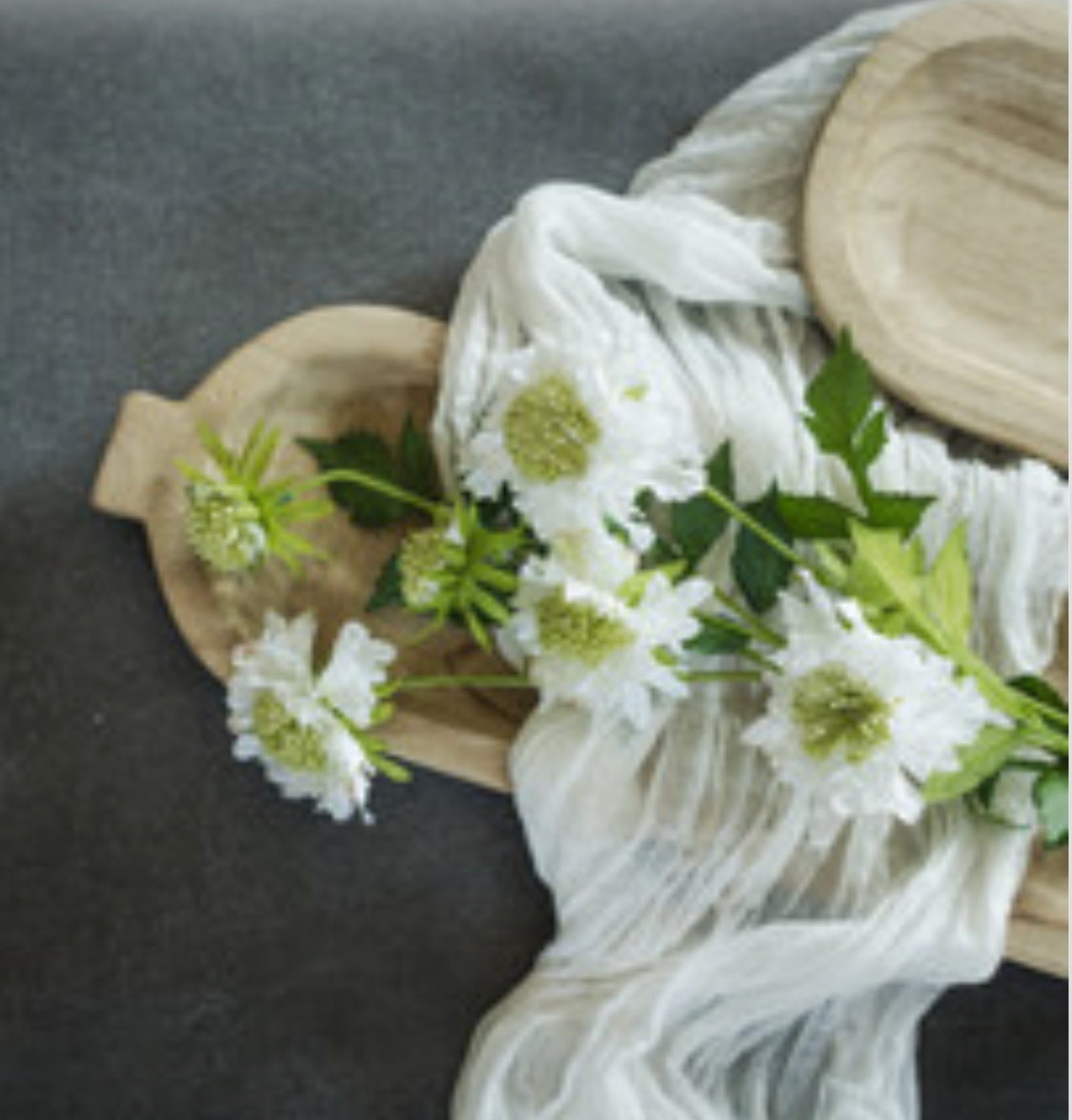 36” White Scabiosa Spray