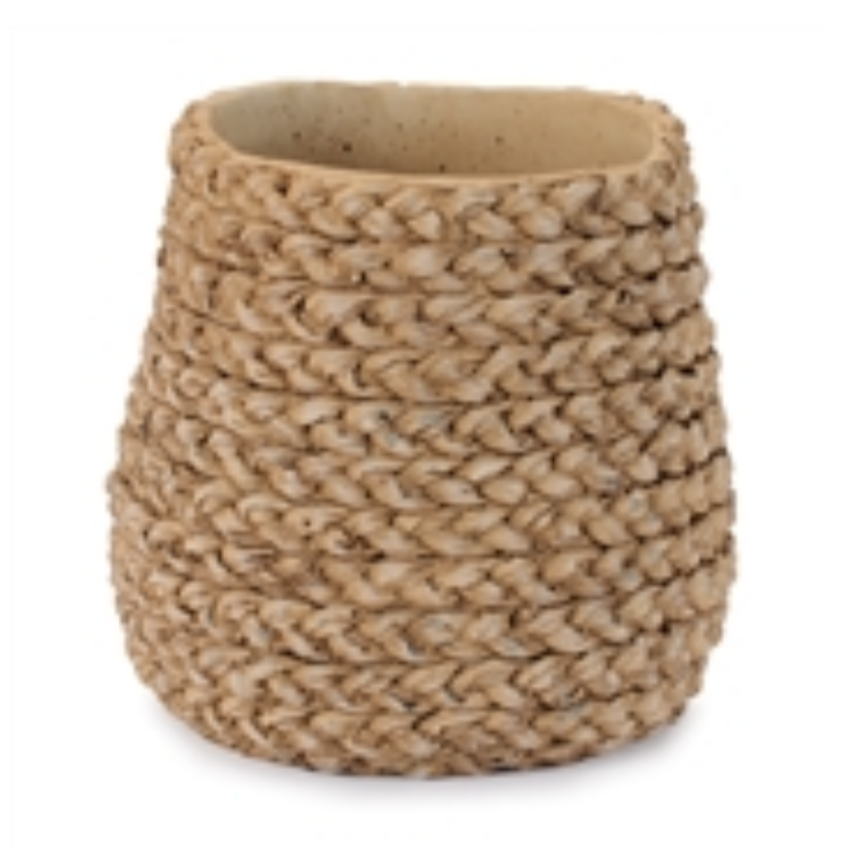 7”H Basket Weave Cement Container