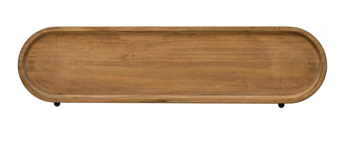 28” Wx 7-1/4”D x 2-1/4H Oval Pine Wood & Metal Shelf