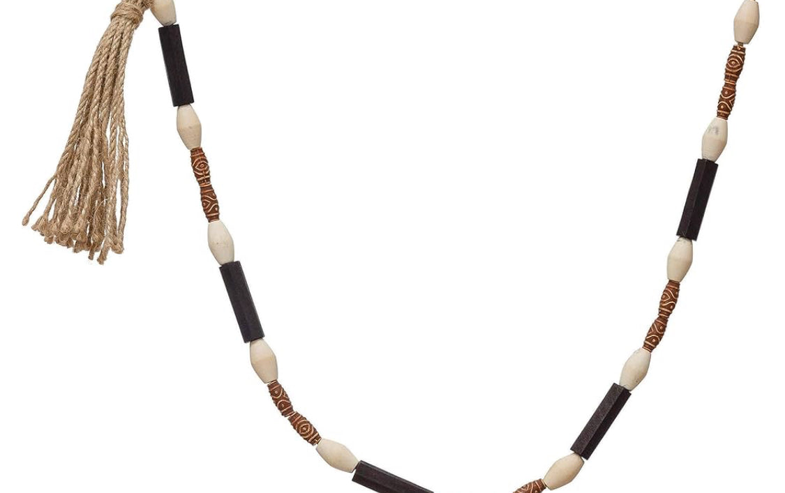 Paulownia Wood Bead Garland w/ Tassel
