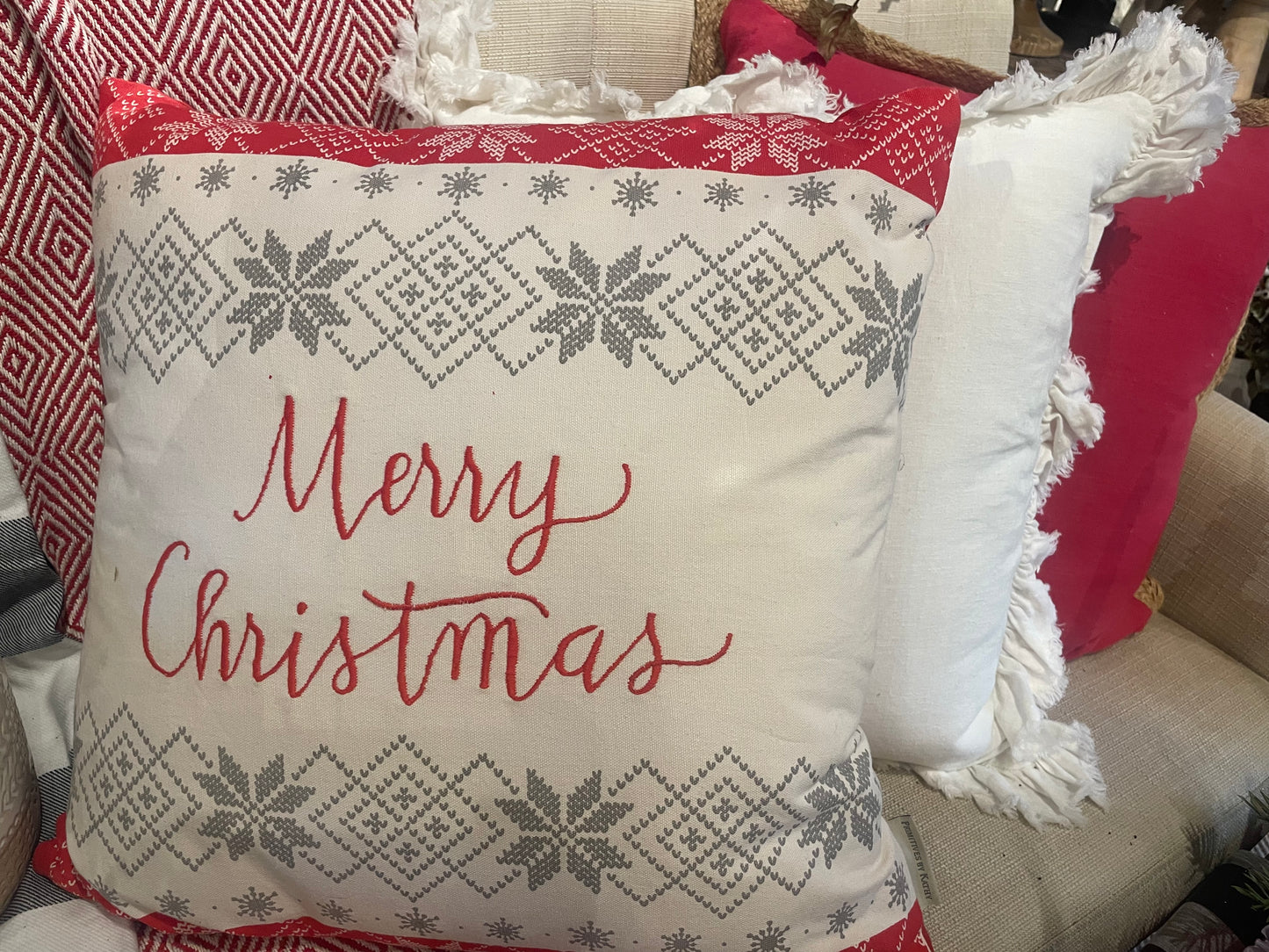 Red Pillow w/Rope Braided Edge