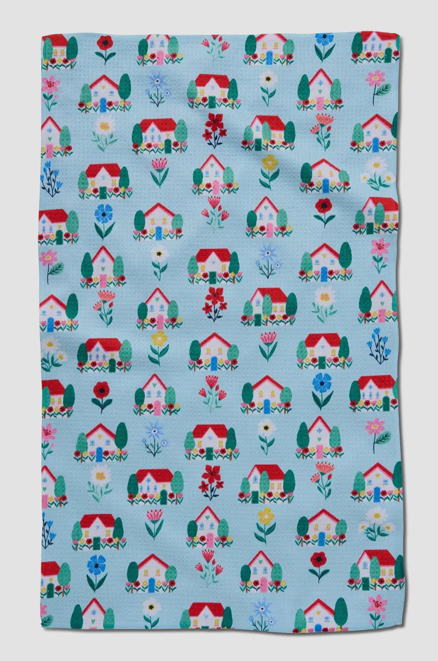 Spring Houses Tea Towel