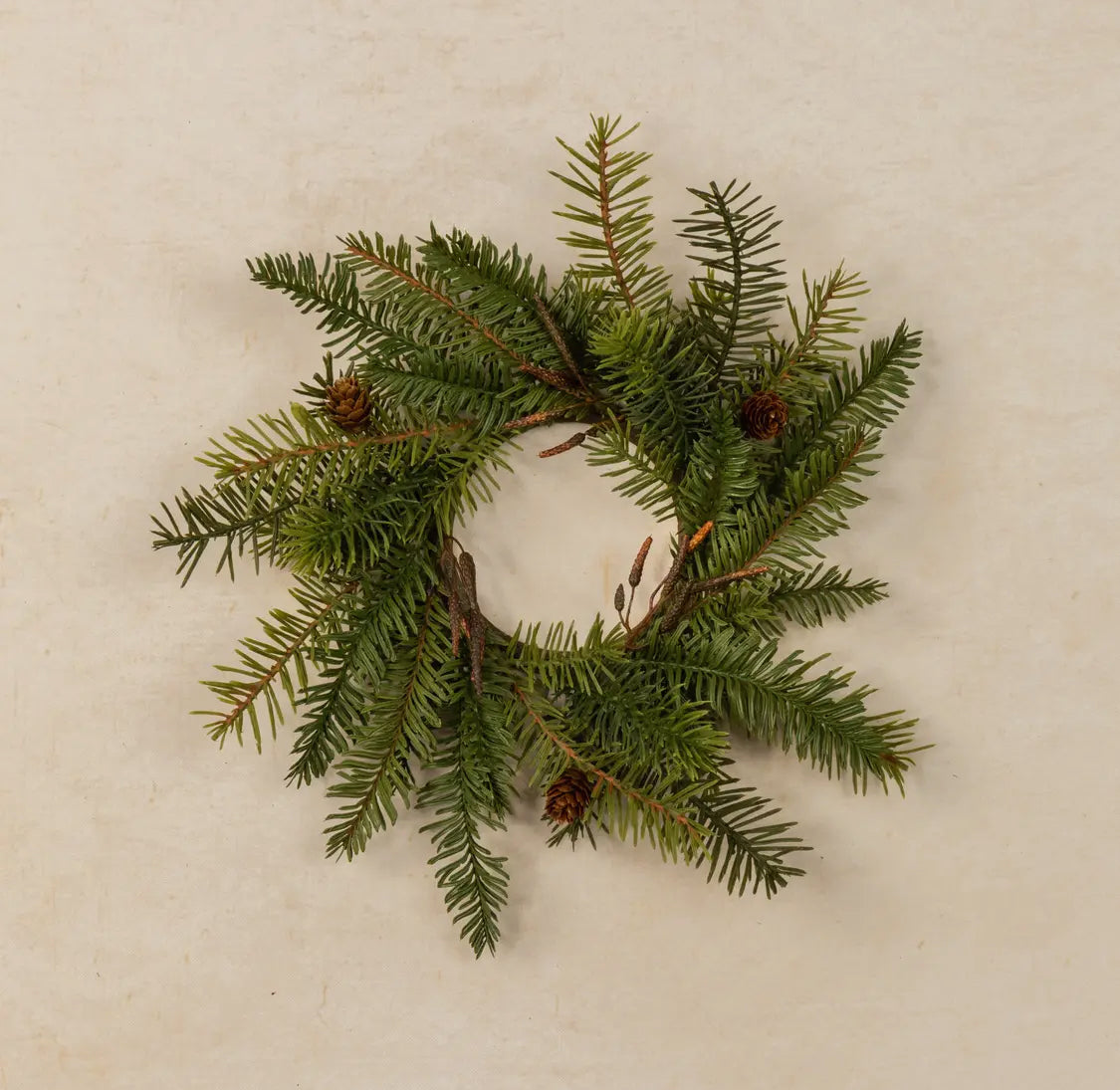 12” Hemlock & Douglas Fir w/Mini Pinecones Candle Ring