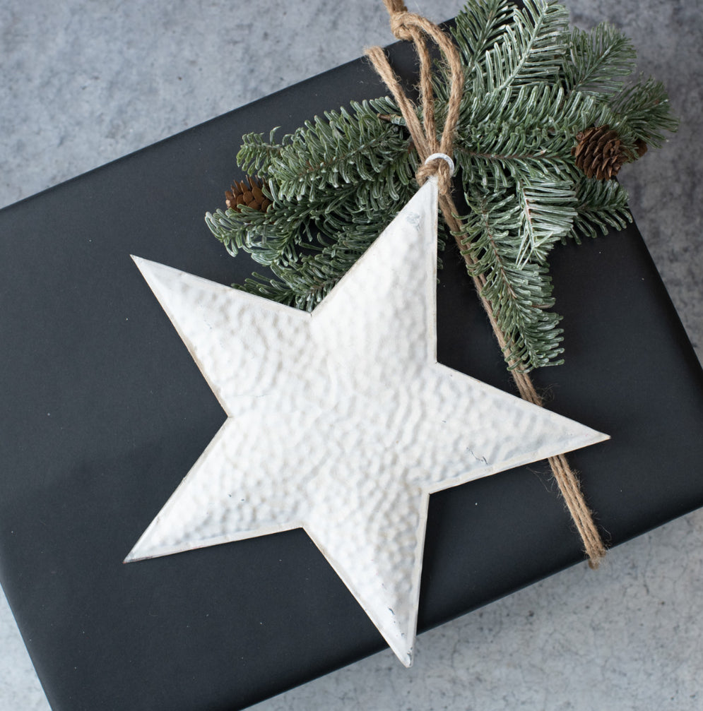 10.5” White Metal Star Ornament