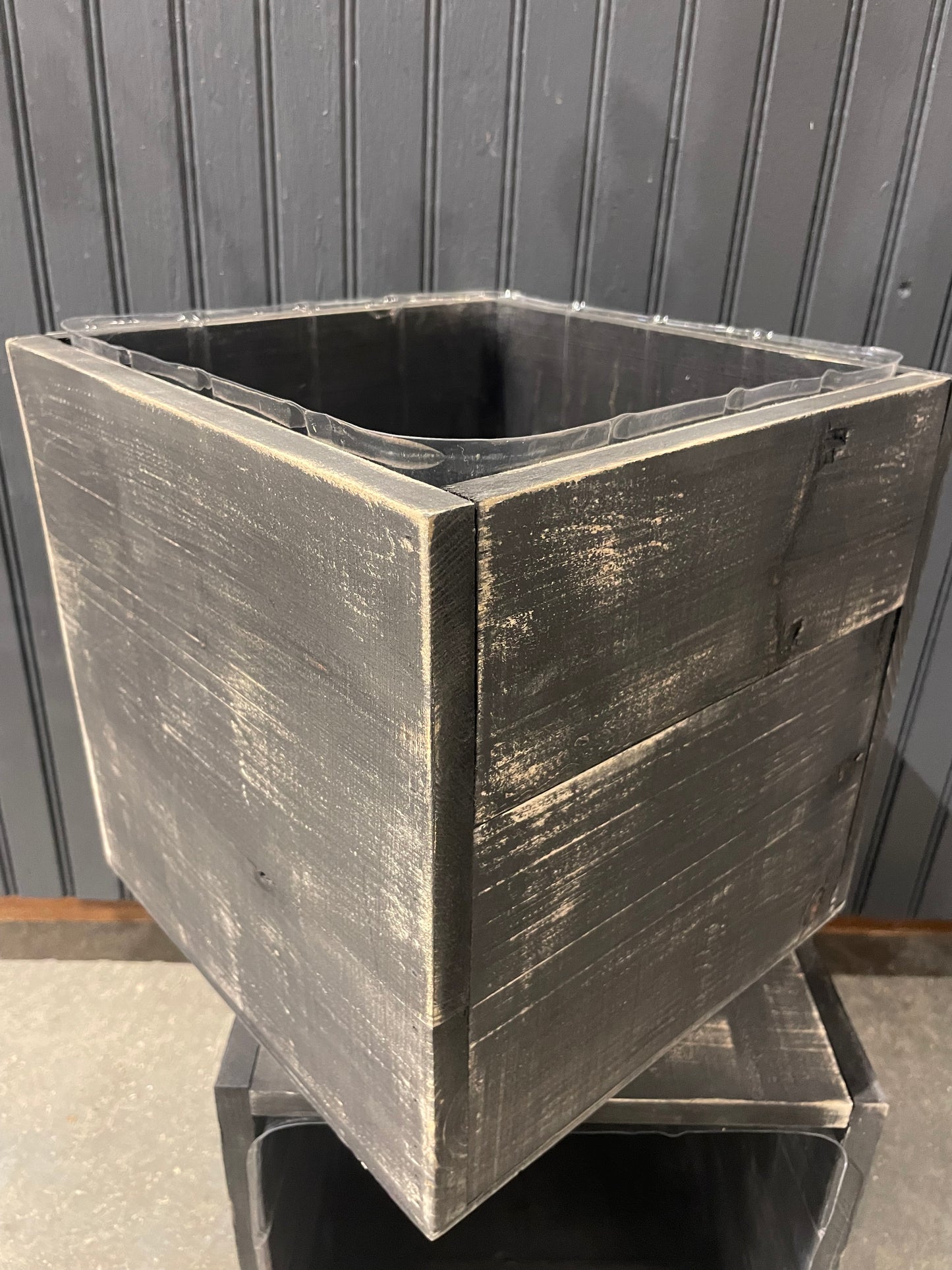 10” Black Wood Planter