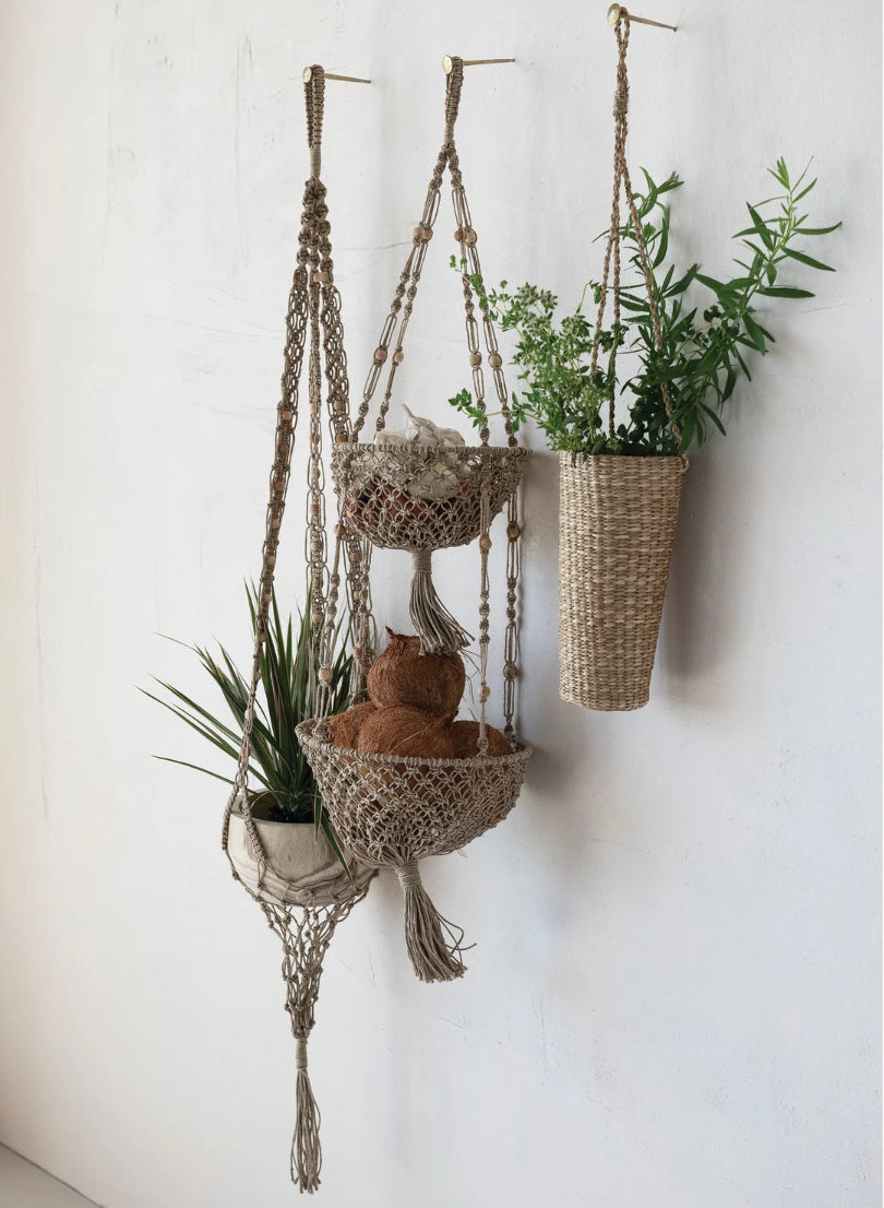 Hand-Woven Seagrass Hanging Basket