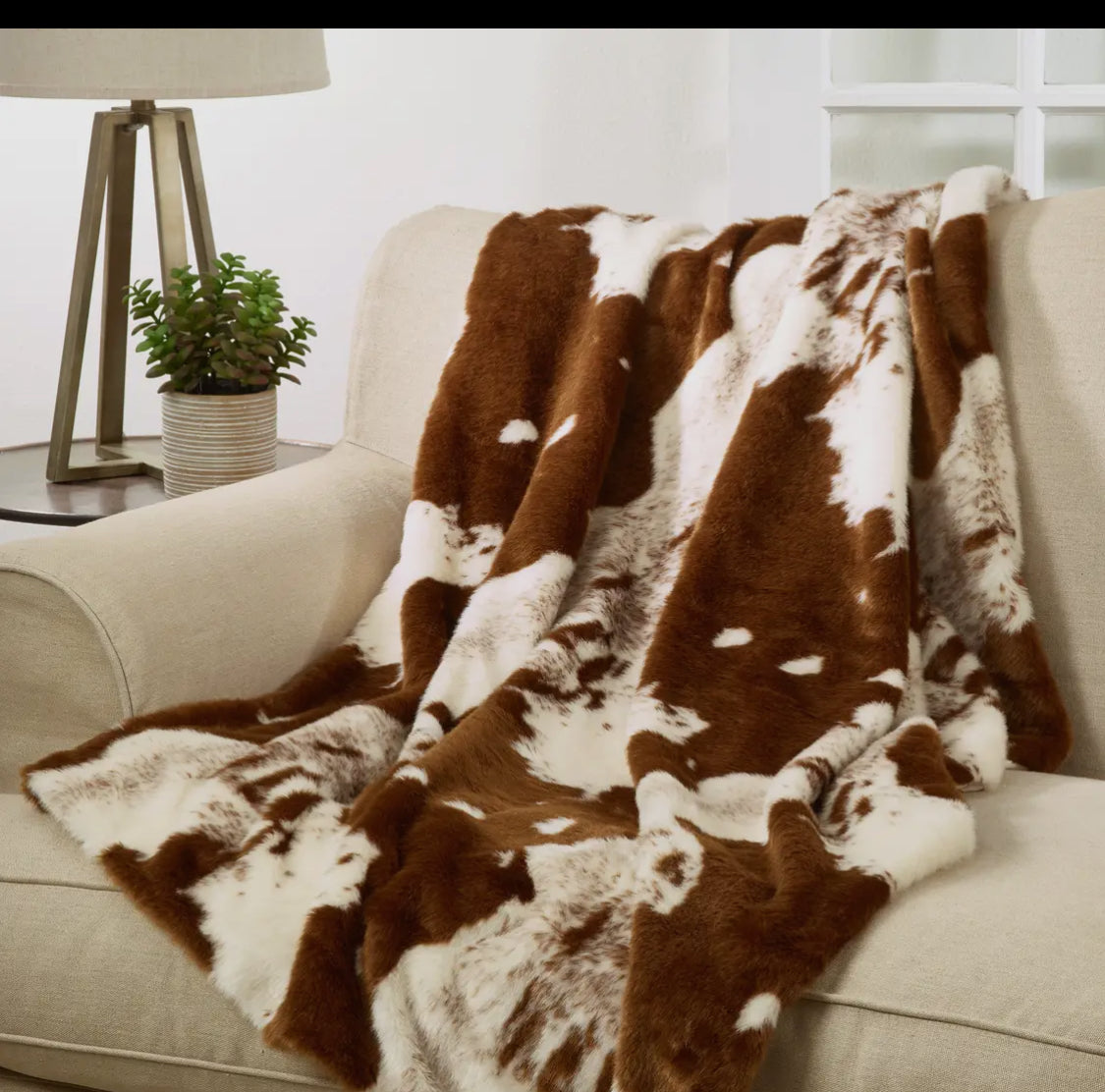 Brown Faux Cow Hide Throw