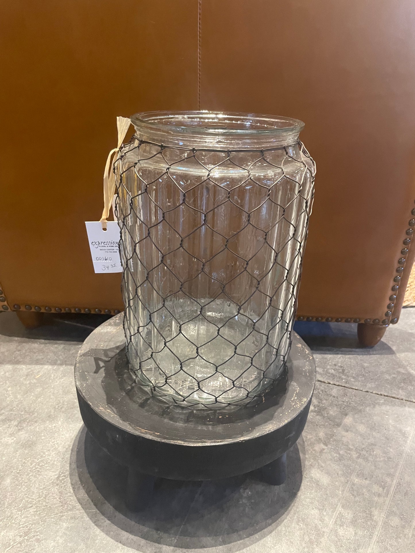 Glass Vase Wrapped w/ Wire