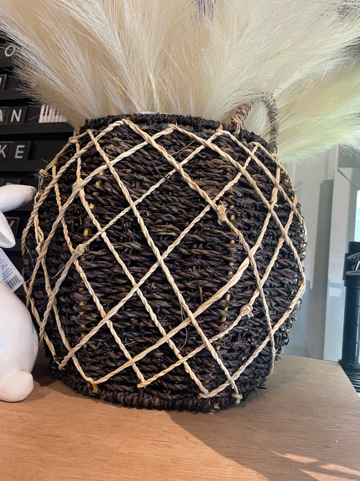 Black/Natural Seagrass Basket- MD