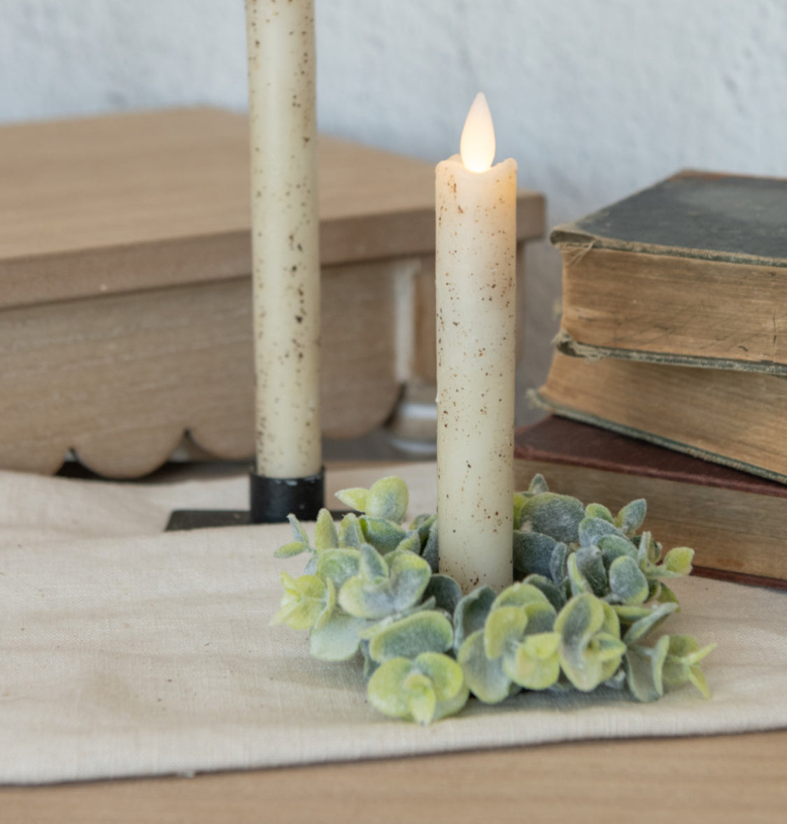 4” Eucalyptus Taper Candle Ring