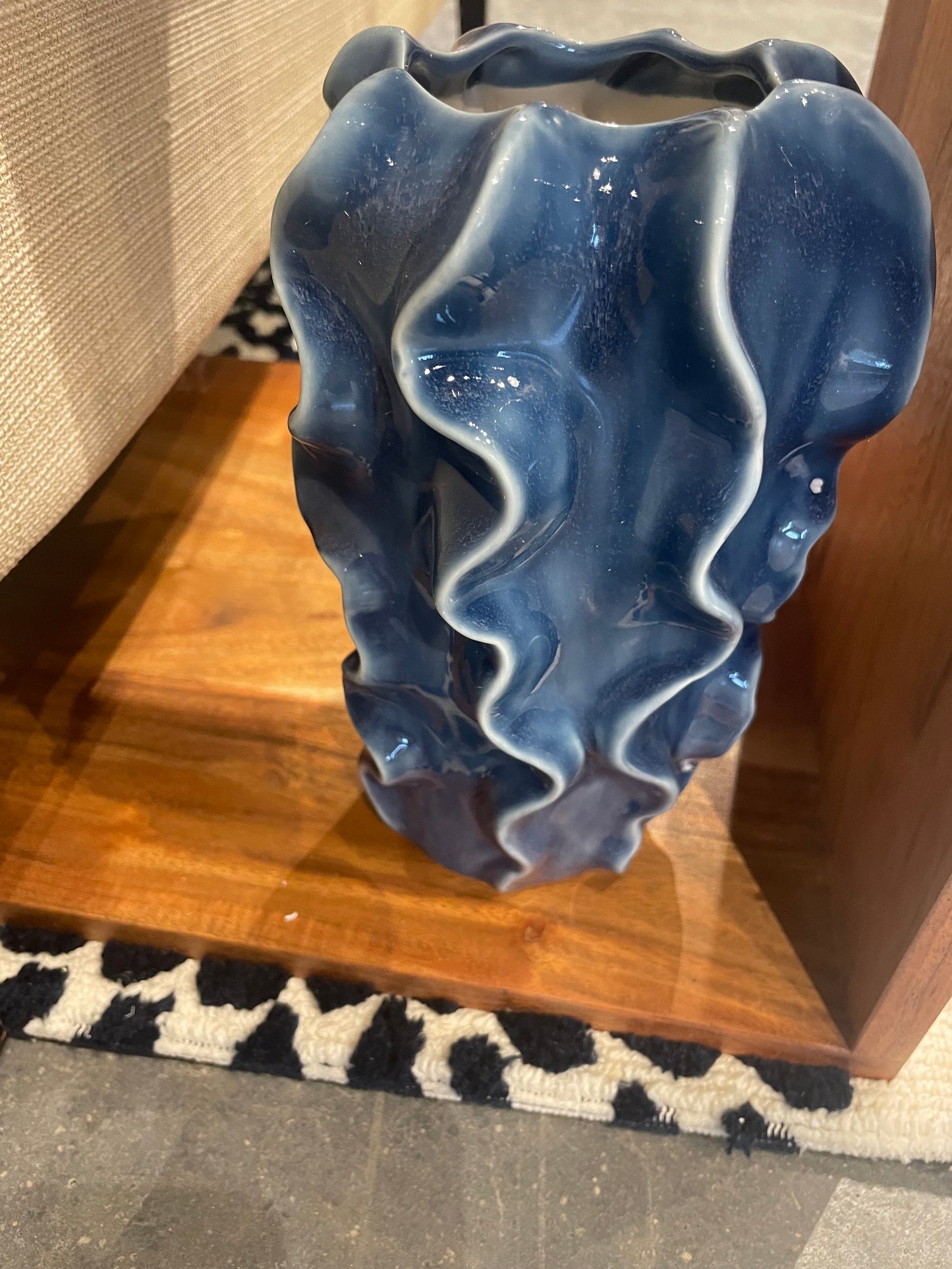 8.25” Navy Wavy Pottery