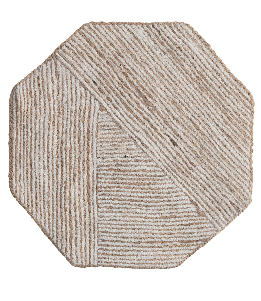 Cotton & Jute Embroidered Octagon Shape Placemat