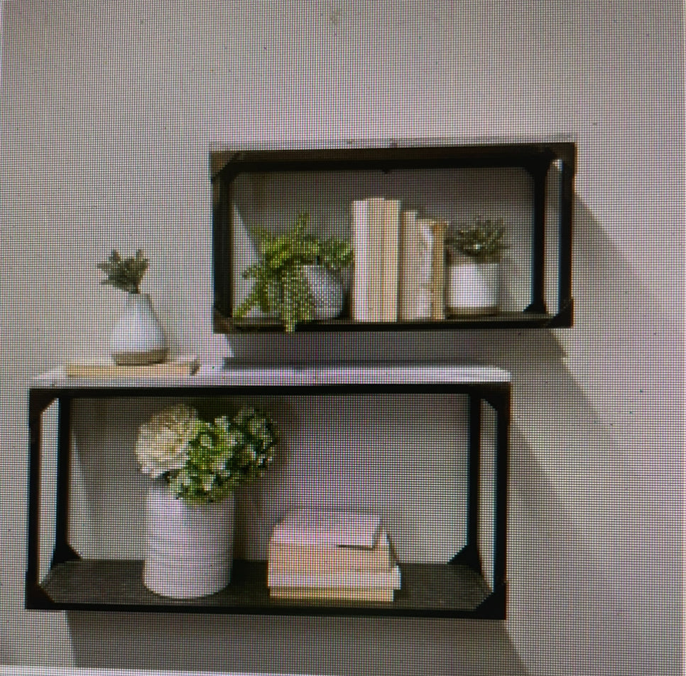 Antique Metal/Wood Shelves- LG