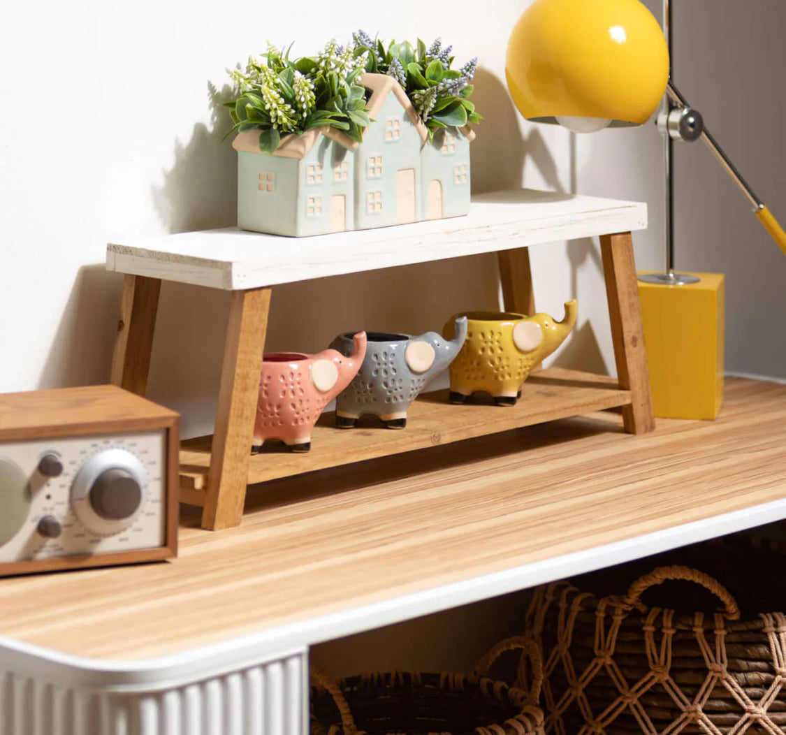 White/ Wood Bench Wall Shelf-Sm