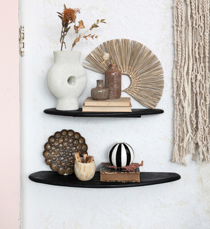 Mango Wood & Metal Wall Shelf-Lg