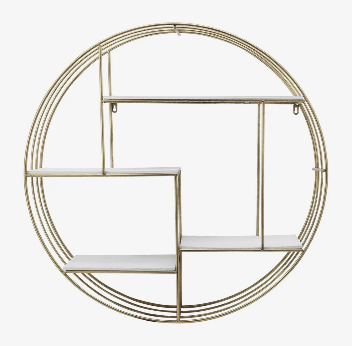 32” Gold Metal/Wood Geometric Hanging Wall Shelf
