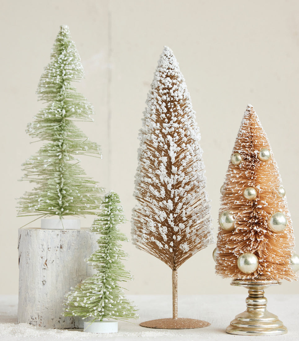 6-1/2” Sage Bottle Brush Tree w/Snow