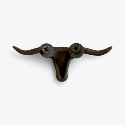 Longhorn Skull Drawer Pull, Cast Iron Western Cabinet Handle