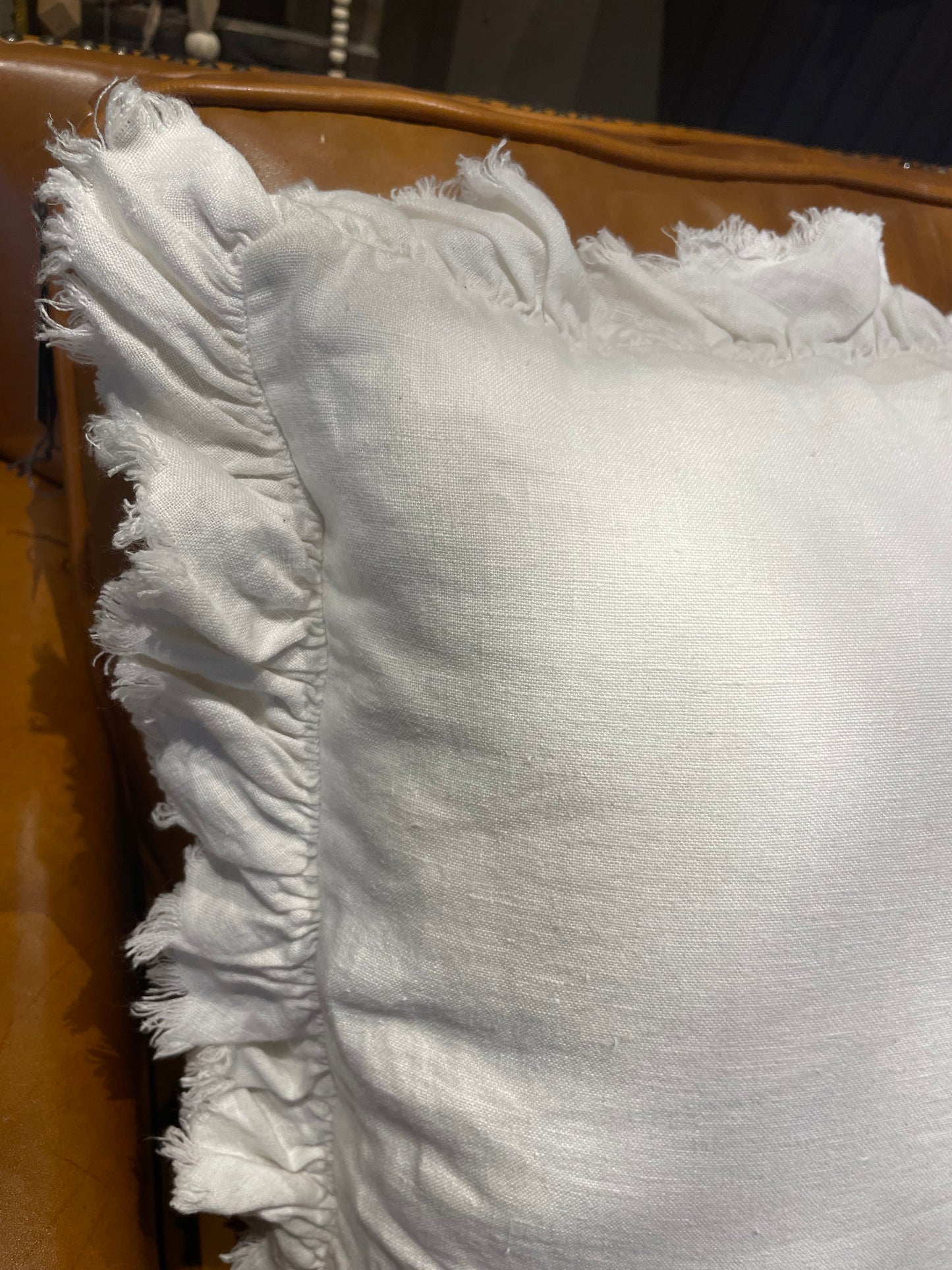 Ruffled Ivory Pillow