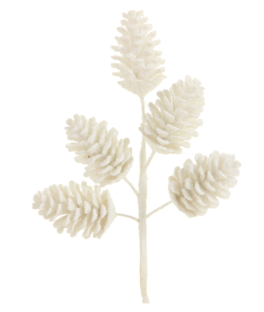 13” Iced White Pinecone