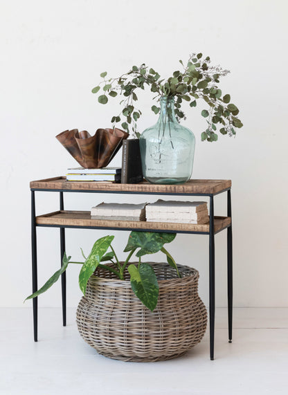 Mango Wood & Metal 2-Tier Console Table