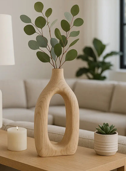 14” Wood Decorative Base with Open Work Design