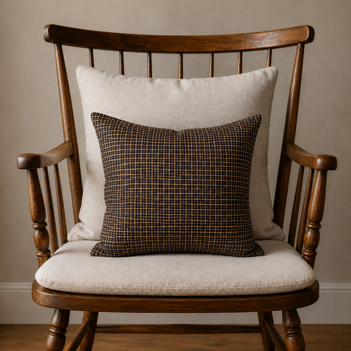 Black Tan Plaid Throw Pillow 16x16 – Kettle Grove