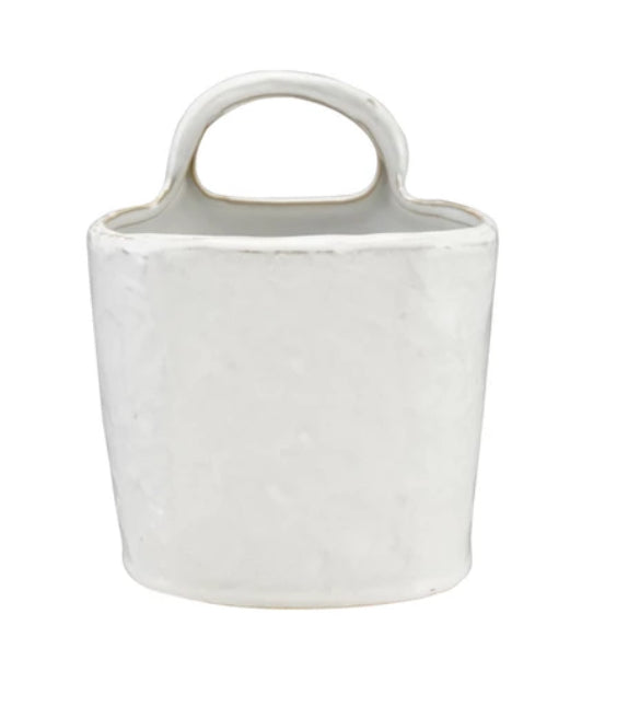 White Stoneware Crock w/Handle