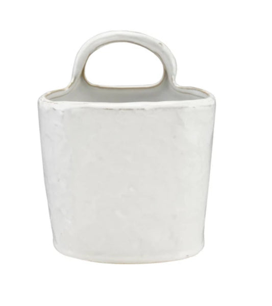 White Stoneware Crock w/Handle
