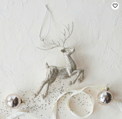 Acrylic Reindeer Ornament w/Glitter