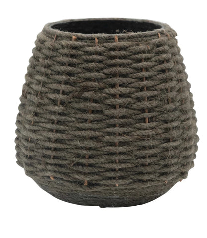 Hand-Woven Jute & Glass Vase