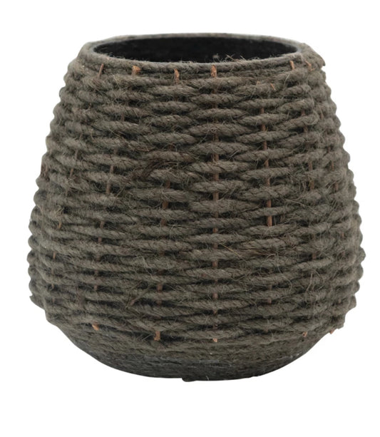 Hand-Woven Jute & Glass Vase