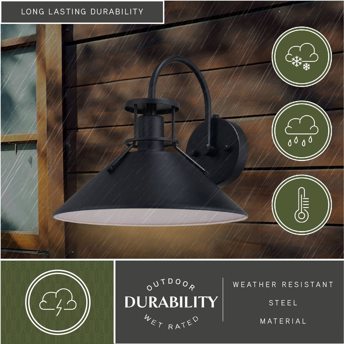 Black & White Outdoor Wall Light, Dusk to Dawn, Dark Sky