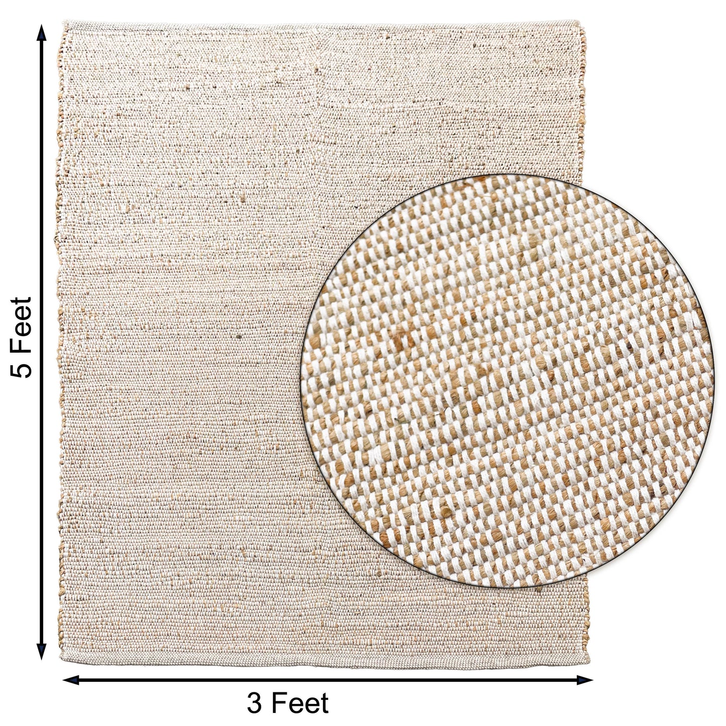 Jute Chindi Rug-Natural Jute-White-3'x5'.