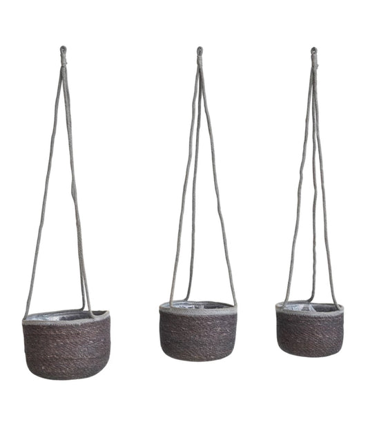 Hand-W oven Seagrass Hanging Planter w/Jute Rope HangerHanger