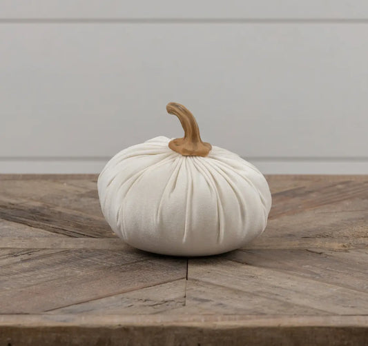 5.5” Off White Fabric Pumpkin