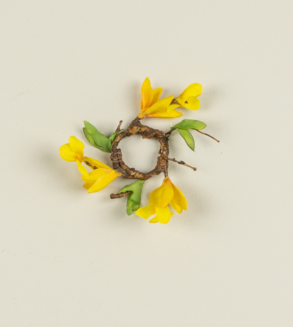 3” Yellow Forsythia Taper Candle Ring