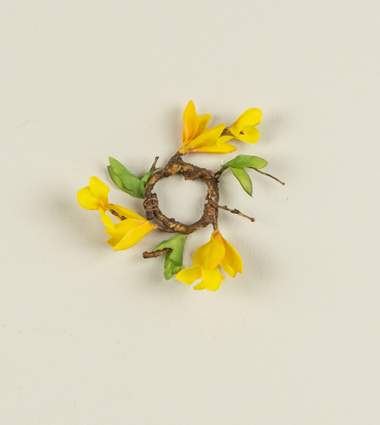 3” Yellow Forsythia Taper Candle Ring