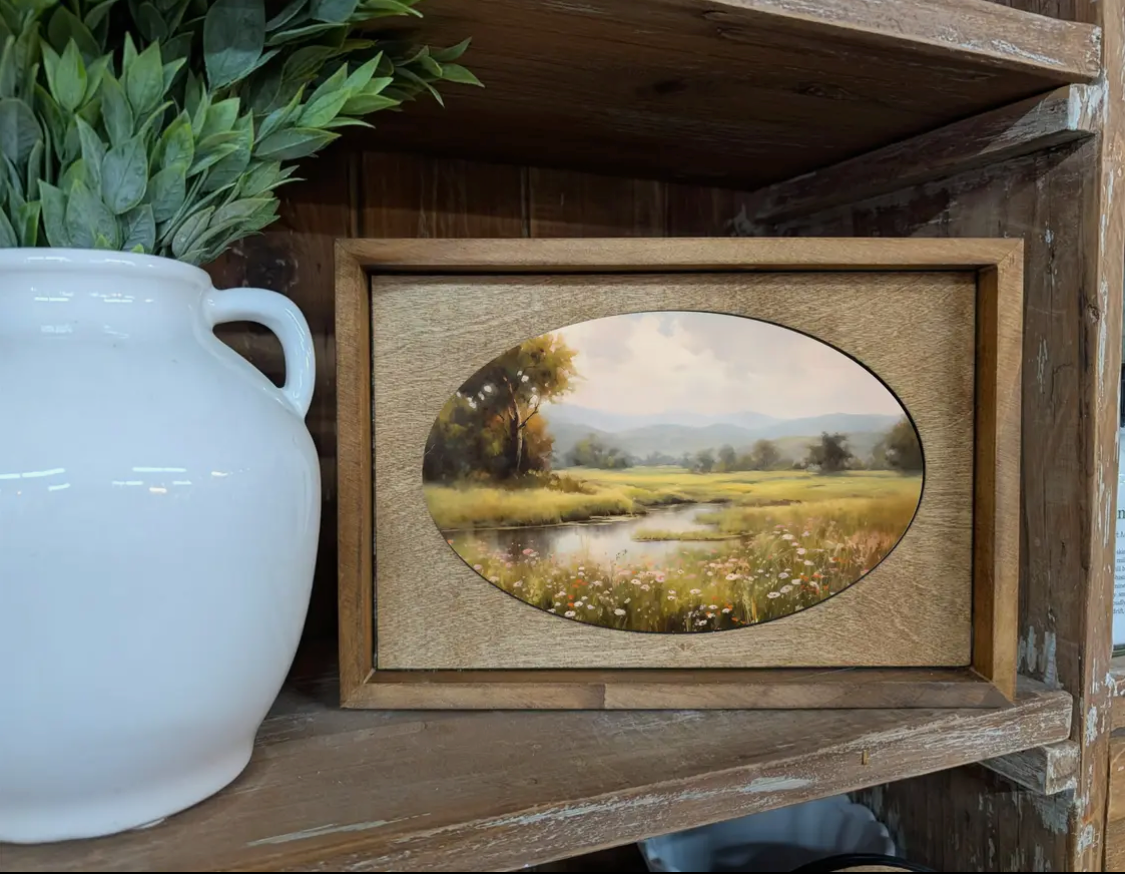 Box Framed Canvas Art Spring Stream